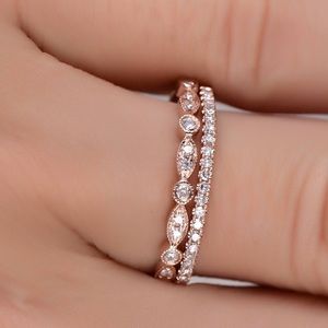 Rose Gold Stackable Bands, Size 5